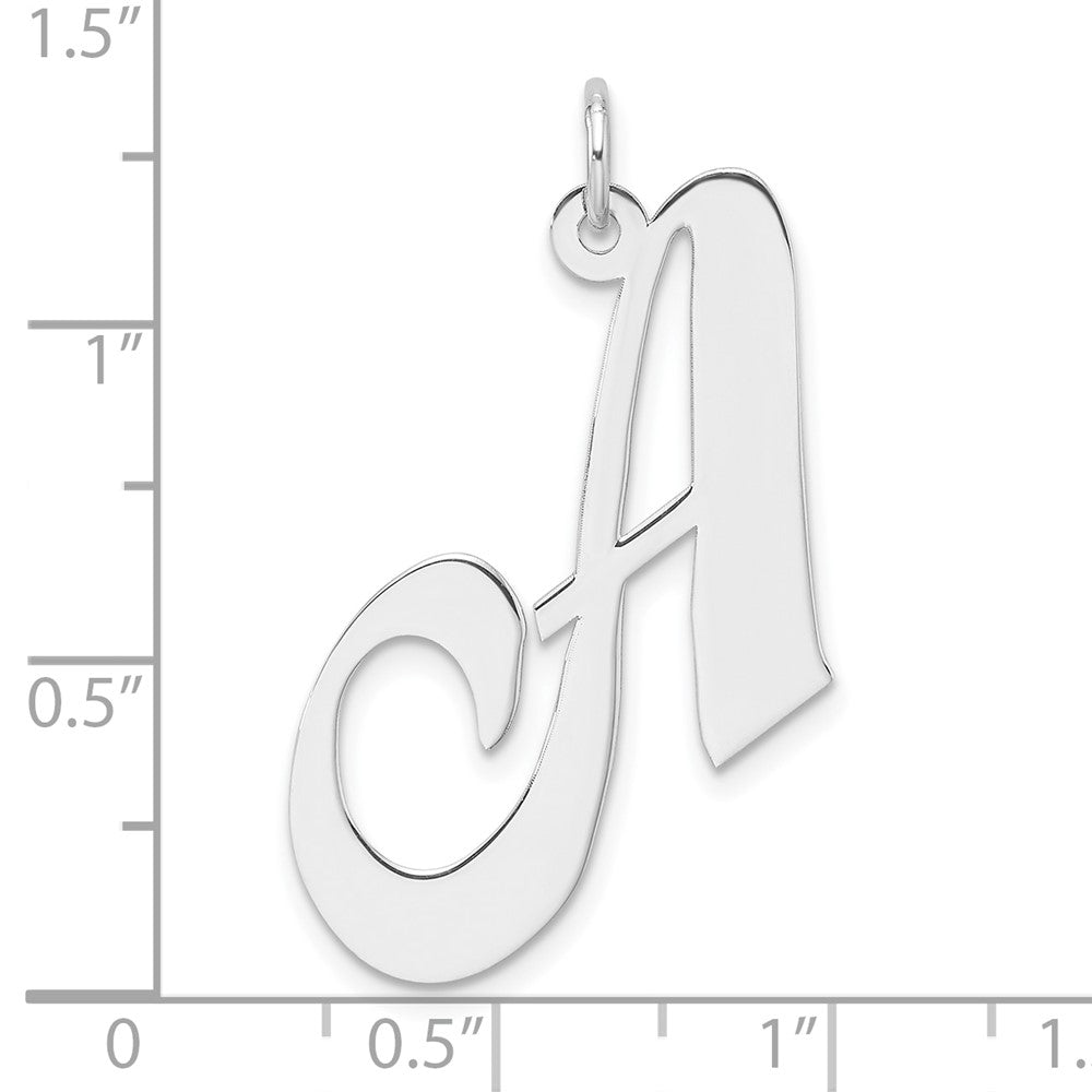 Large Sterling Silver Rhodium-Plated Fancy Script Letter Initial Charm