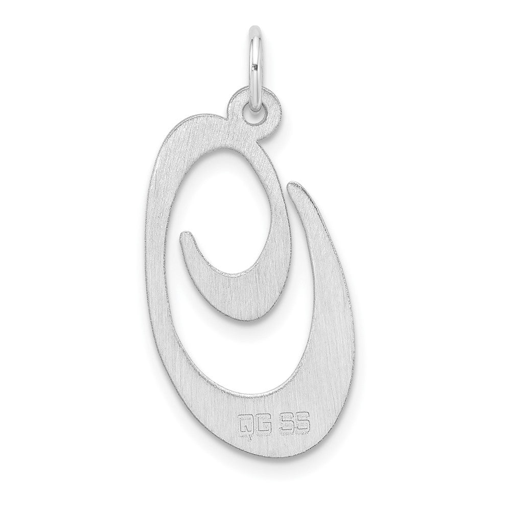 Large Sterling Silver Rhodium-Plated Fancy Script Letter O Initial Charm