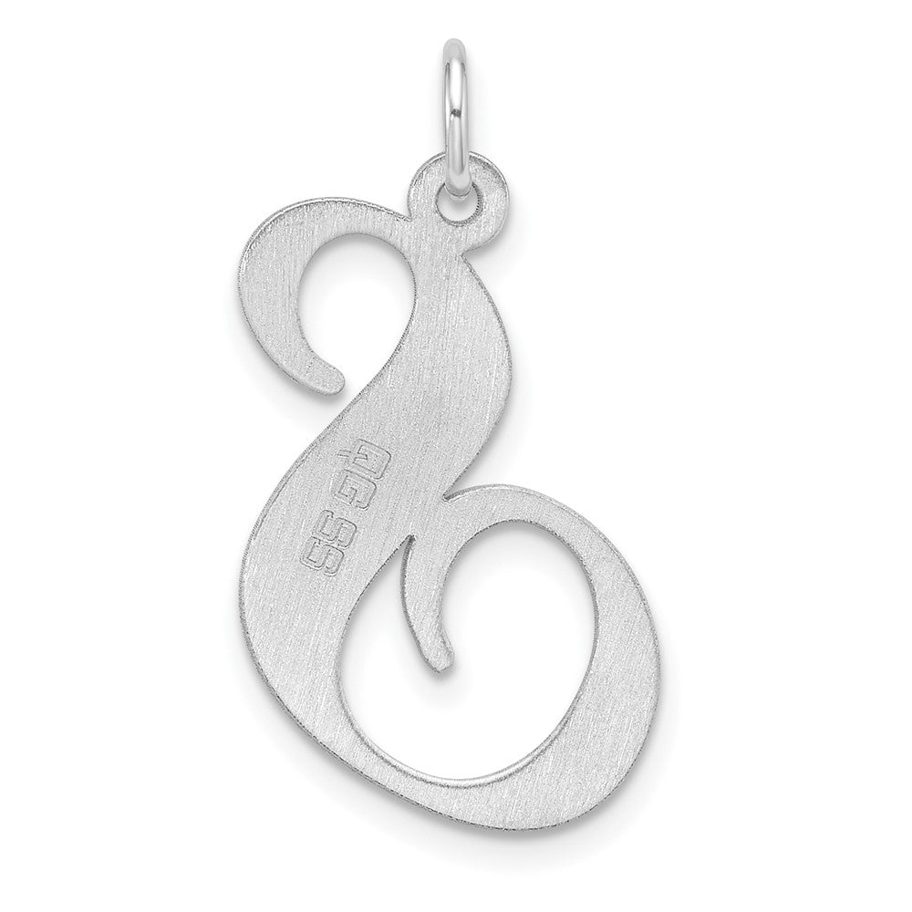Large Sterling Silver Rhodium-Plated Fancy Script Letter S Initial Charm