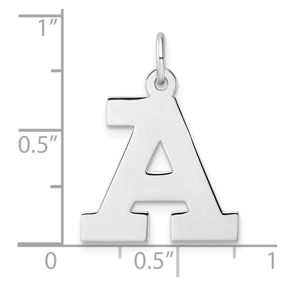 Large Sterling Silver Rhodium-Plated Block Letter Initial Charm