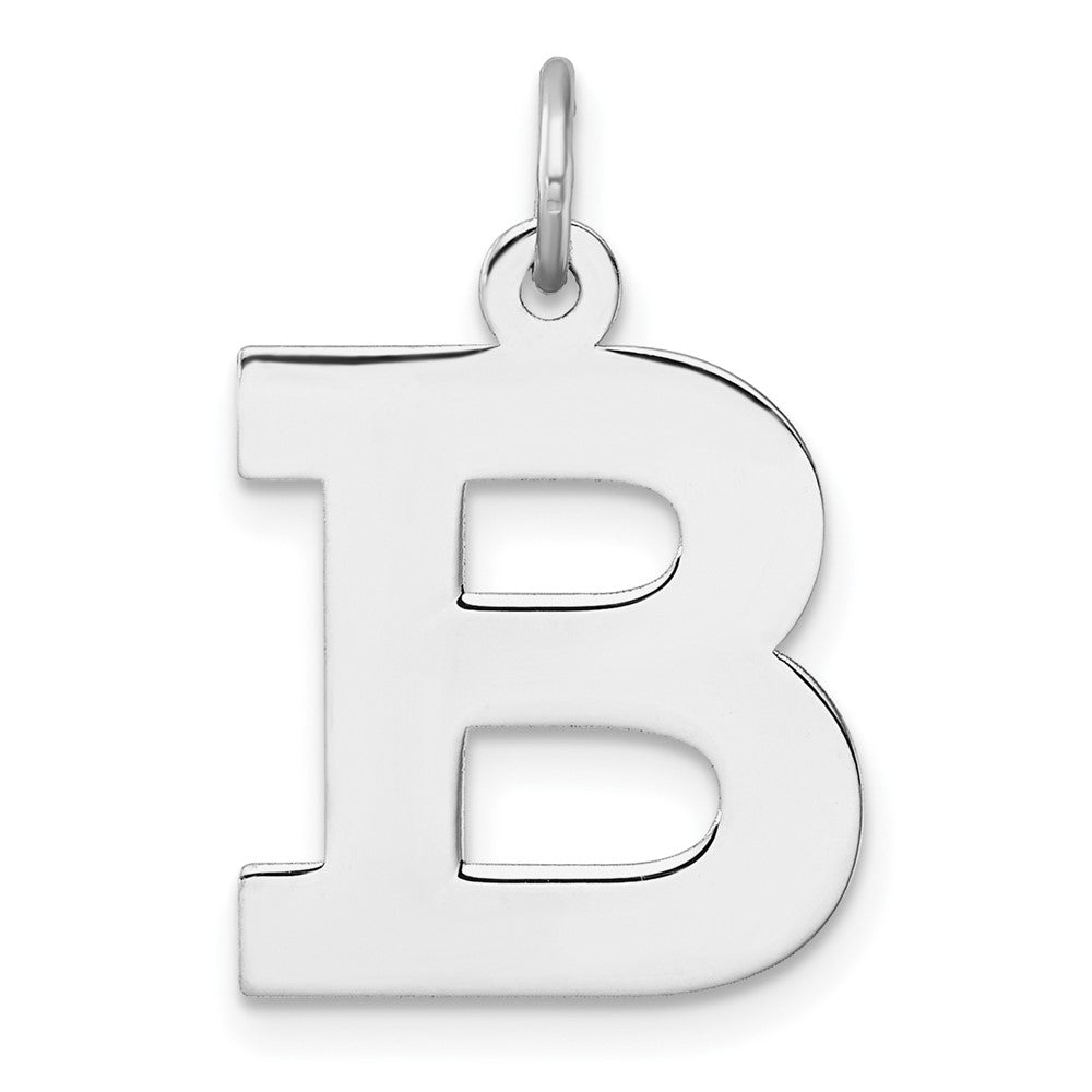 Large Sterling Silver Rhodium-Plated Block Letter B Initial Charm