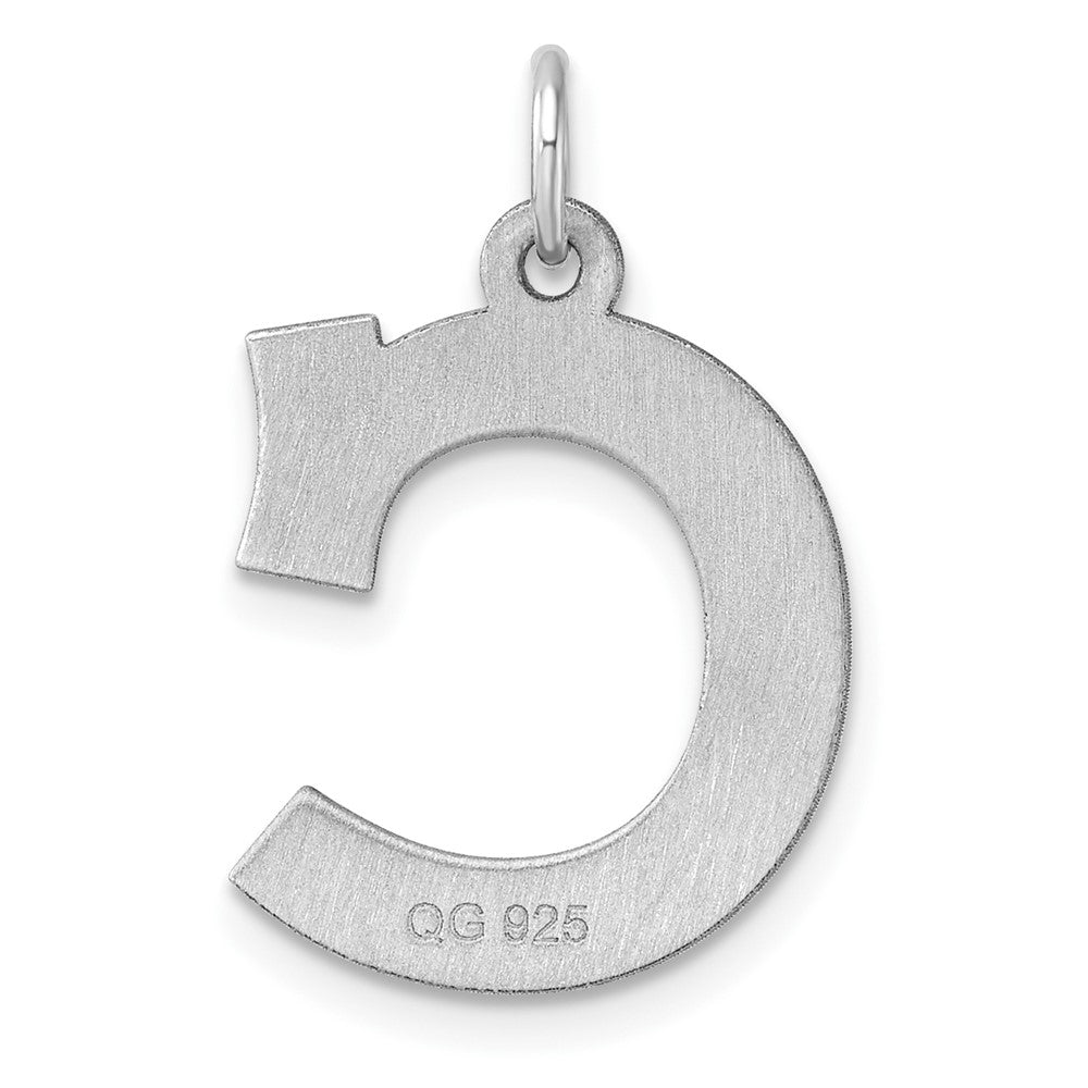 Large Sterling Silver Rhodium-Plated Block Letter C Initial Charm