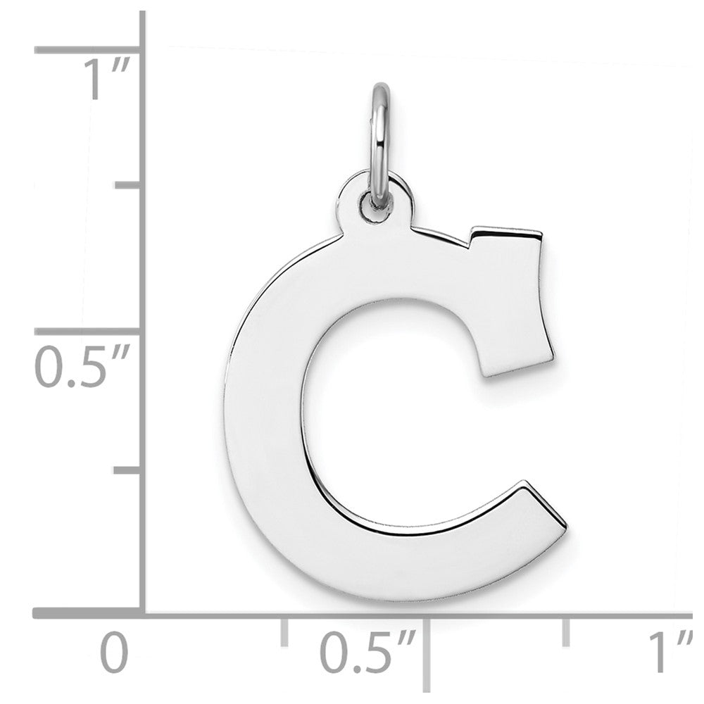 Large Sterling Silver Rhodium-Plated Block Letter C Initial Charm