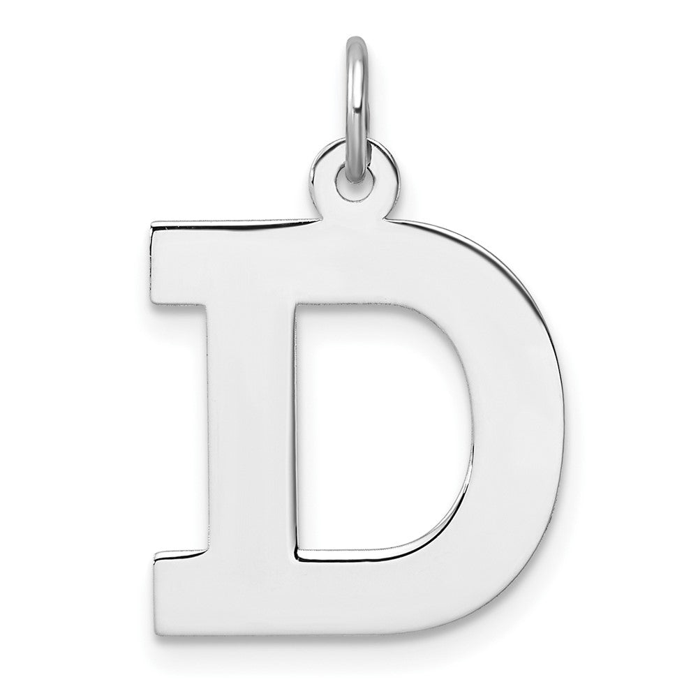 Large Sterling Silver Rhodium-Plated Block Letter D Initial Charm