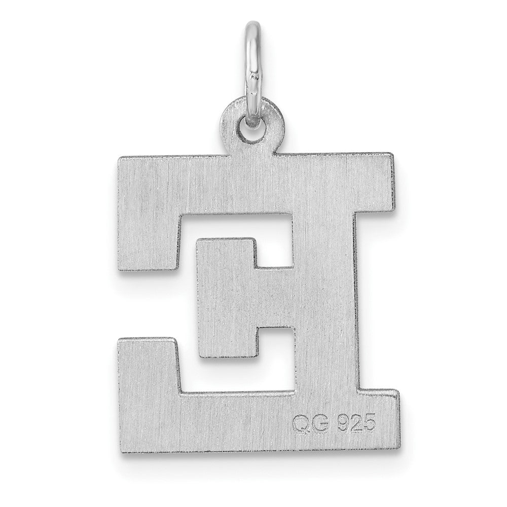 Large Sterling Silver Rhodium-Plated Block Letter E Initial Charm