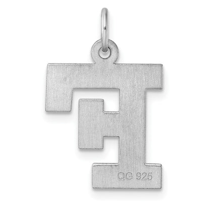 Large Sterling Silver Rhodium-Plated Block Letter F Initial Charm