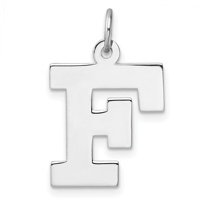 Large Sterling Silver Rhodium-Plated Block Letter F Initial Charm