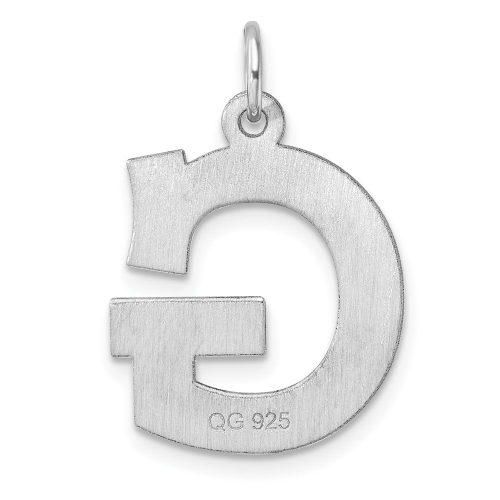 Large Sterling Silver Rhodium-Plated Block Letter G Initial Charm