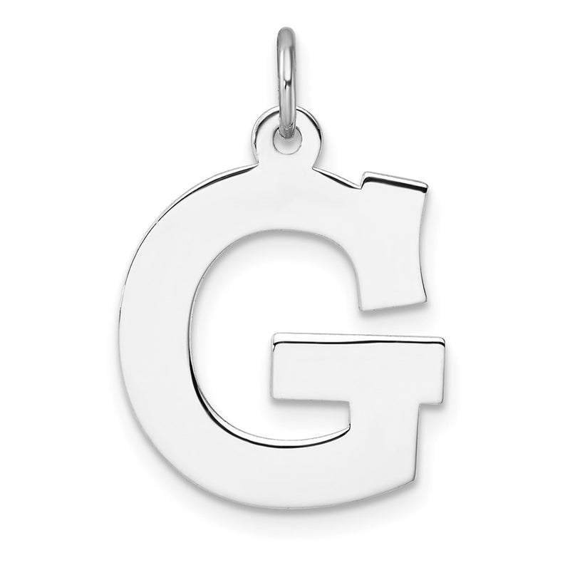 Large Sterling Silver Rhodium-Plated Block Letter G Initial Charm