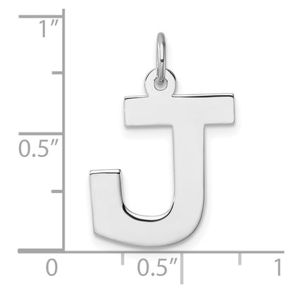Large Sterling Silver Rhodium-Plated Block Letter J Initial Charm