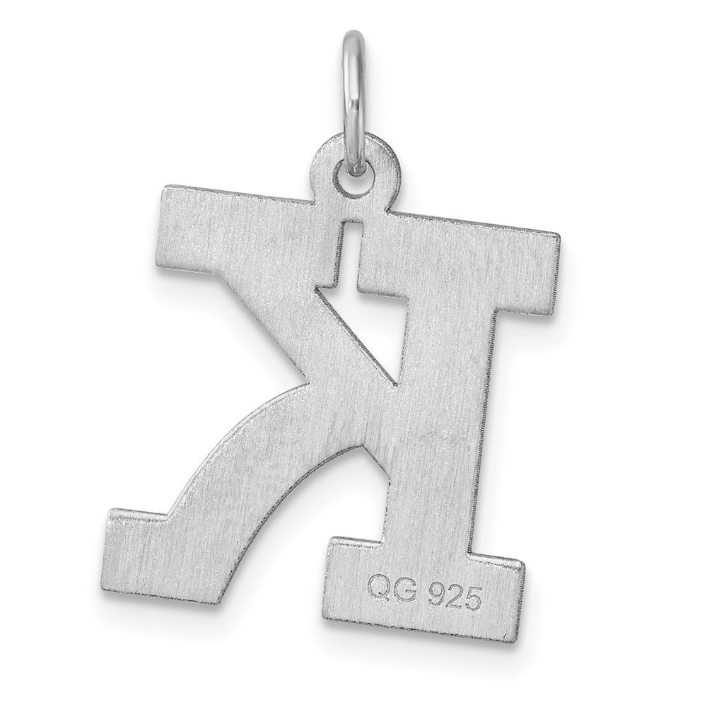 Large Sterling Silver Rhodium-Plated Block Letter K Initial Charm