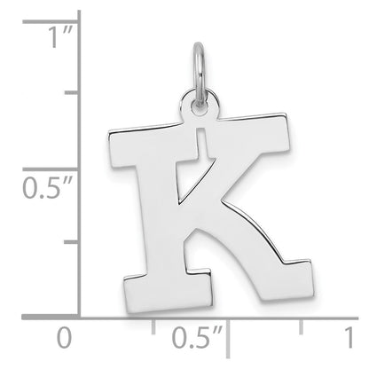 Large Sterling Silver Rhodium-Plated Block Letter K Initial Charm
