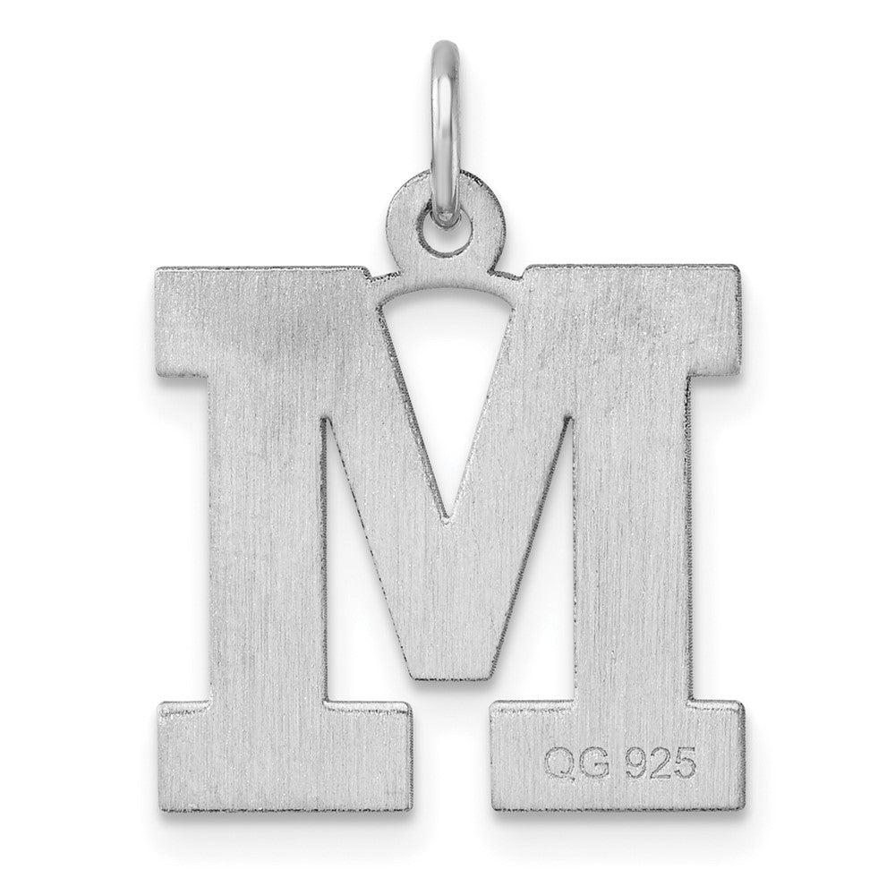 Large Sterling Silver Rhodium-Plated Block Letter M Initial Charm