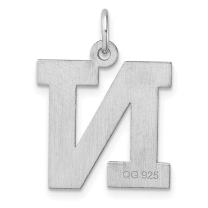 Large Sterling Silver Rhodium-Plated Block Letter N Initial Charm