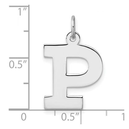 Large Sterling Silver Rhodium-Plated Block Letter P Initial Charm