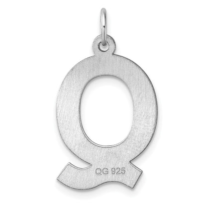 Large Sterling Silver Rhodium-Plated Block Letter Q Initial Charm