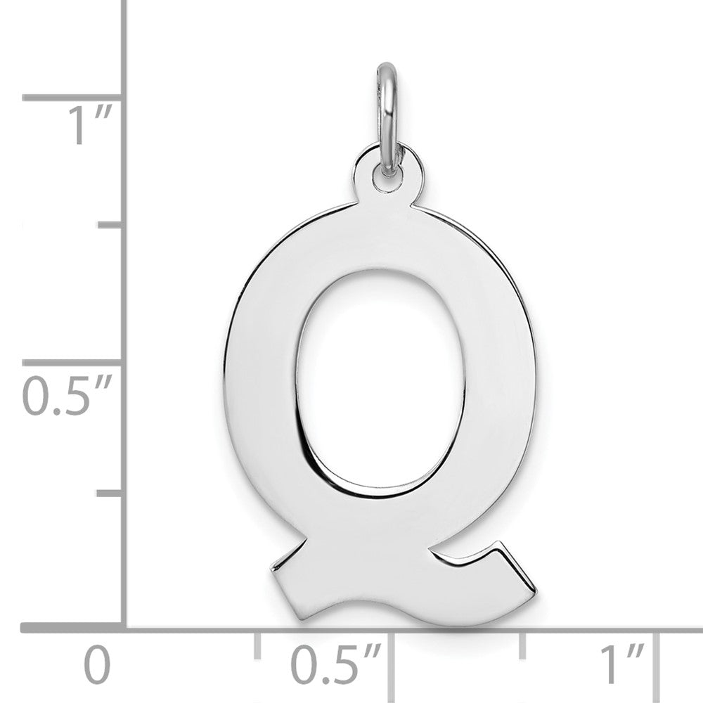 Large Sterling Silver Rhodium-Plated Block Letter Q Initial Charm