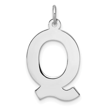 Large Sterling Silver Rhodium-Plated Block Letter Q Initial Charm