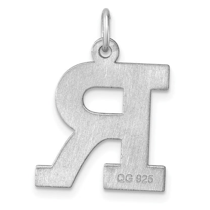 Large Sterling Silver Rhodium-Plated Block Letter R Initial Charm