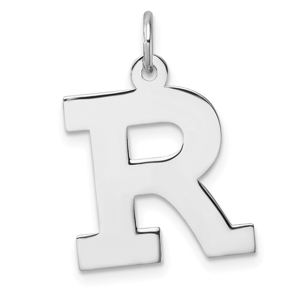 Large Sterling Silver Rhodium-Plated Block Letter R Initial Charm