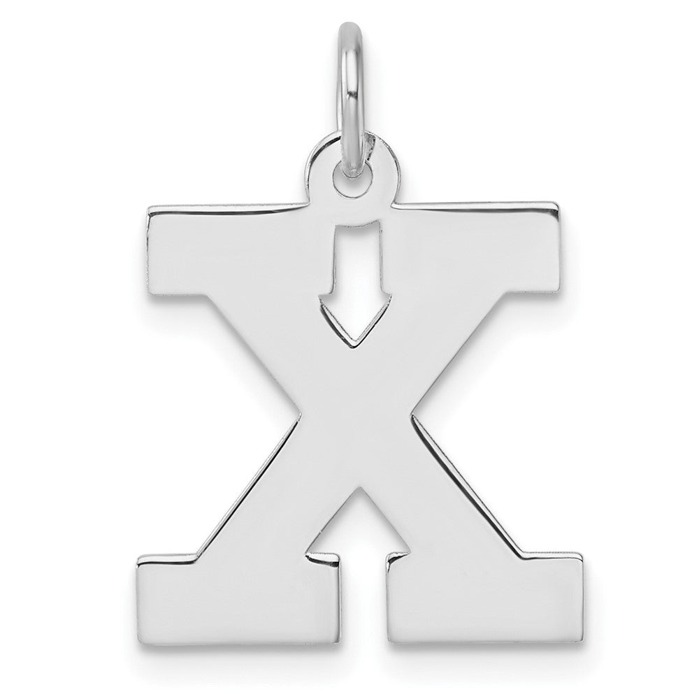Large Sterling Silver Rhodium-Plated Block Letter X Initial Charm