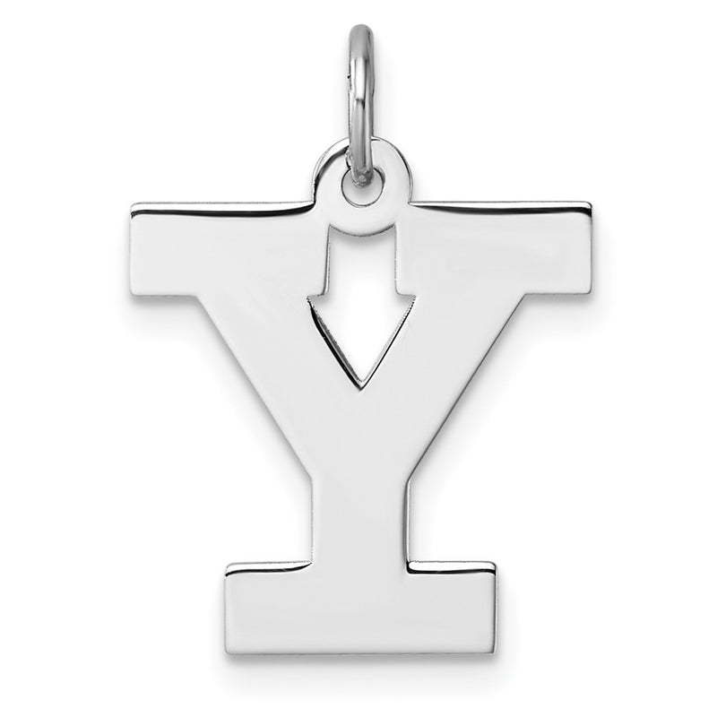 Large Sterling Silver Rhodium-Plated Block Letter Y Initial Charm