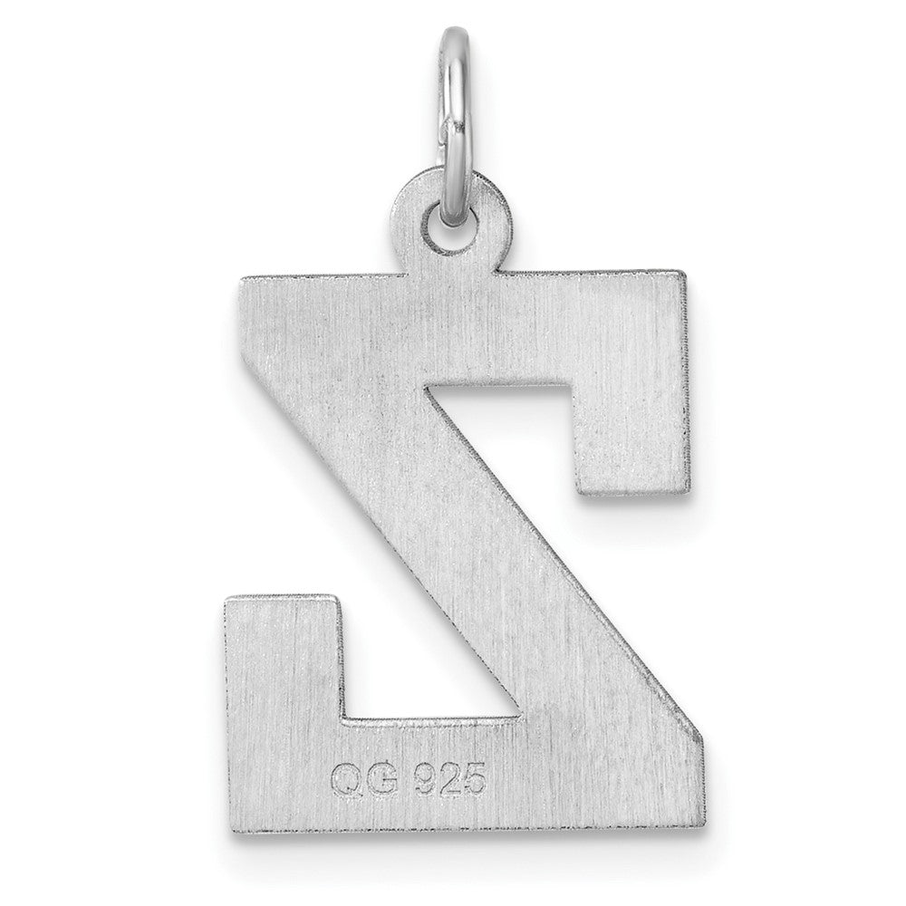 Large Sterling Silver Rhodium-Plated Block Letter Z Initial Charm