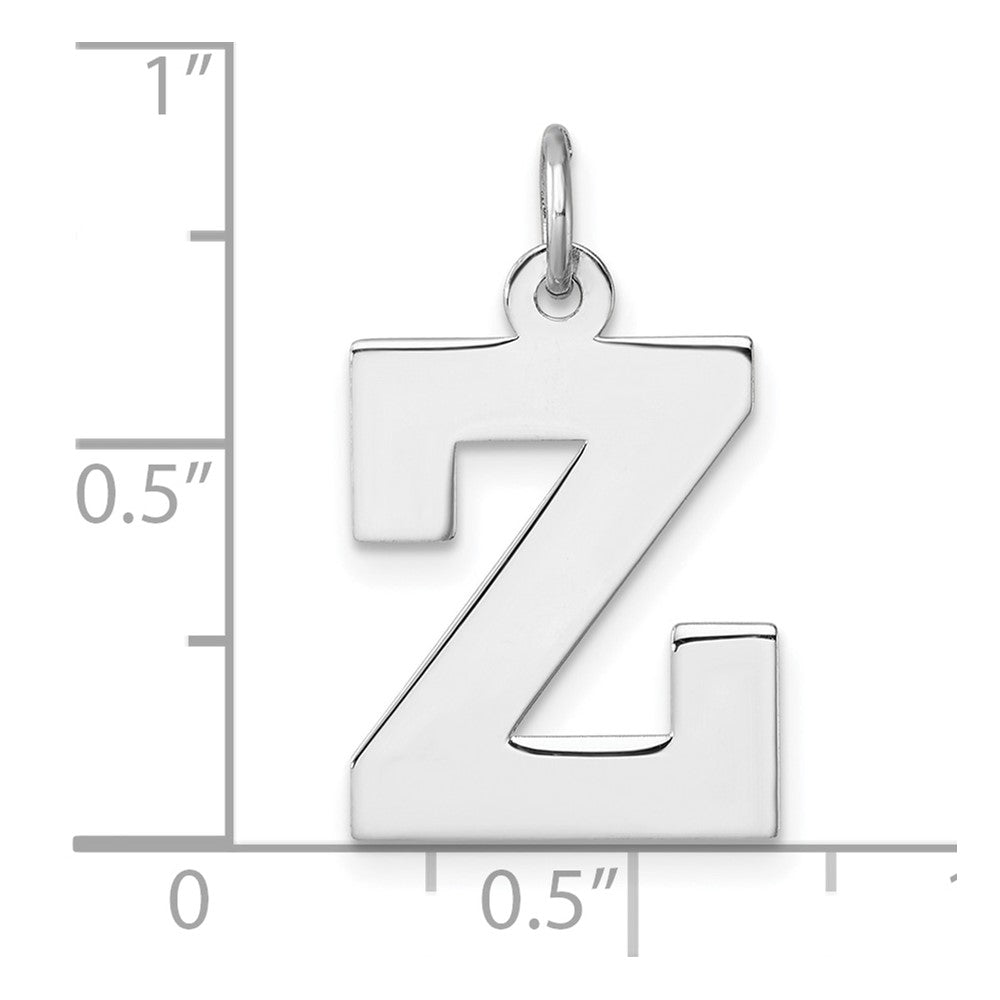 Large Sterling Silver Rhodium-Plated Block Letter Z Initial Charm