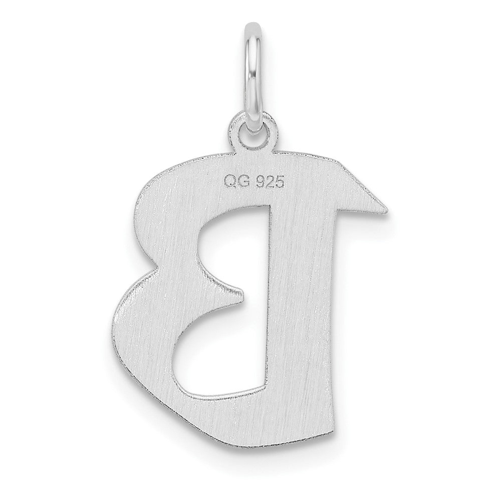 Small Sterling Silver Rhodium-Plated Artisan Block Letter B Initial Charm