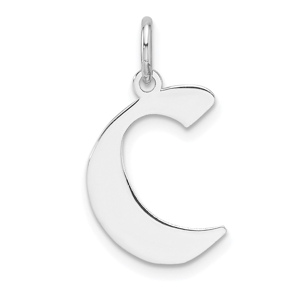 Small Sterling Silver Rhodium-Plated Artisan Block Letter C Initial Charm
