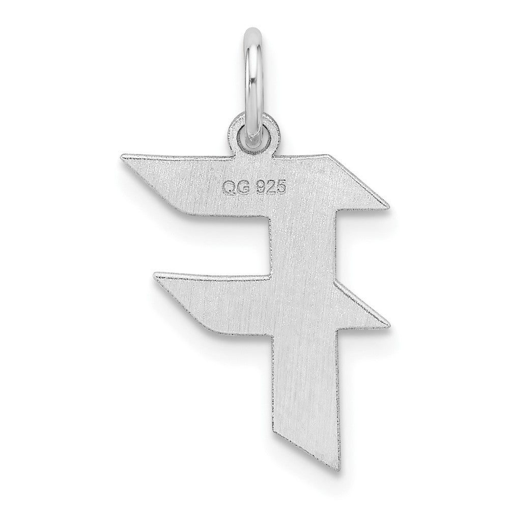 Small Sterling Silver Rhodium-Plated Artisan Block Letter F Initial Charm