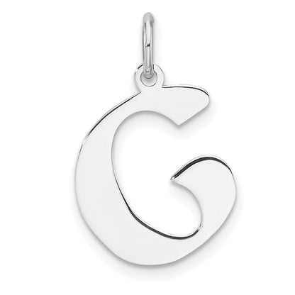 Small Sterling Silver Rhodium-Plated Artisan Block Letter G Initial Charm
