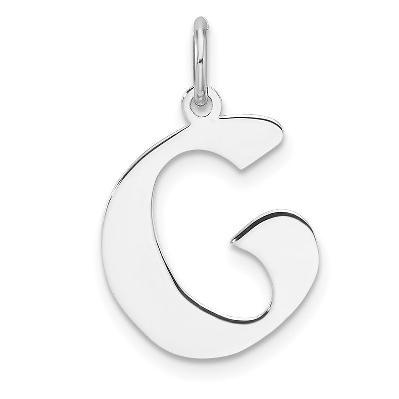 Small Sterling Silver Rhodium-Plated Artisan Block Letter G Initial Charm