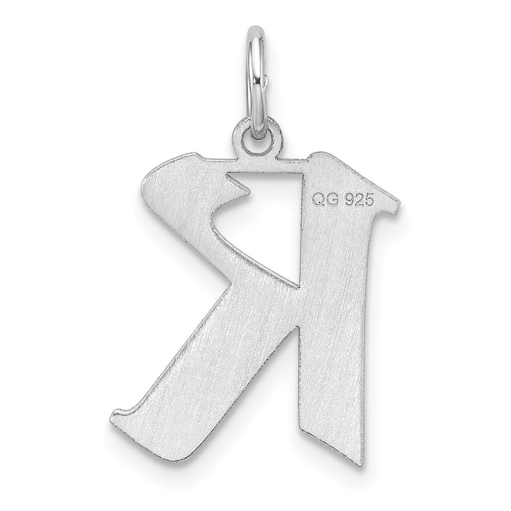Small Sterling Silver Rhodium-Plated Artisan Block Letter K Initial Charm
