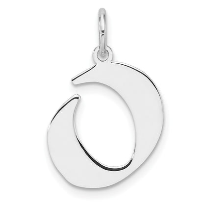Small Sterling Silver Rhodium-Plated Artisan Block Letter O Initial Charm