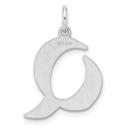 Small Sterling Silver Rhodium-Plated Artisan Block Letter Q Initial Charm