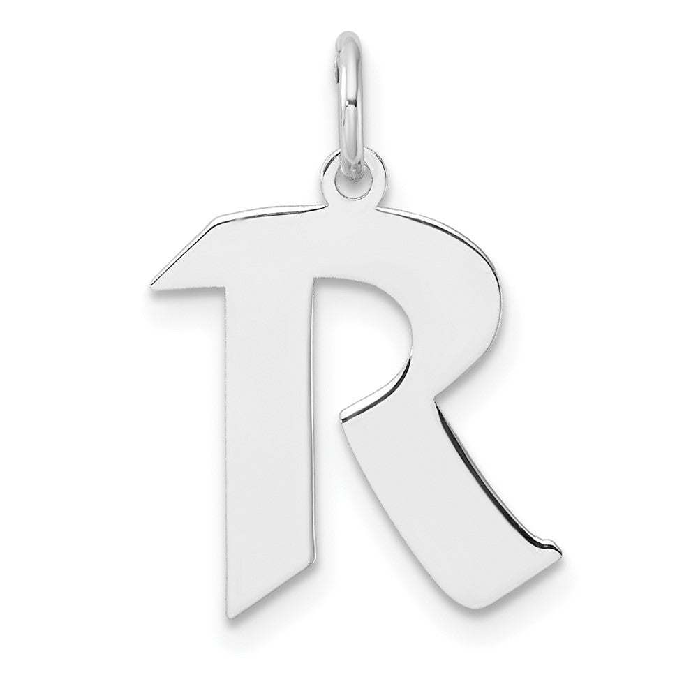 Small Sterling Silver Rhodium-Plated Artisan Block Letter R Initial Charm