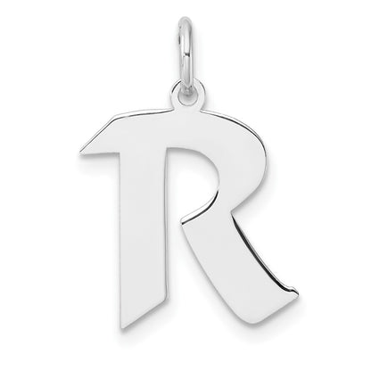 Small Sterling Silver Rhodium-Plated Artisan Block Letter R Initial Charm