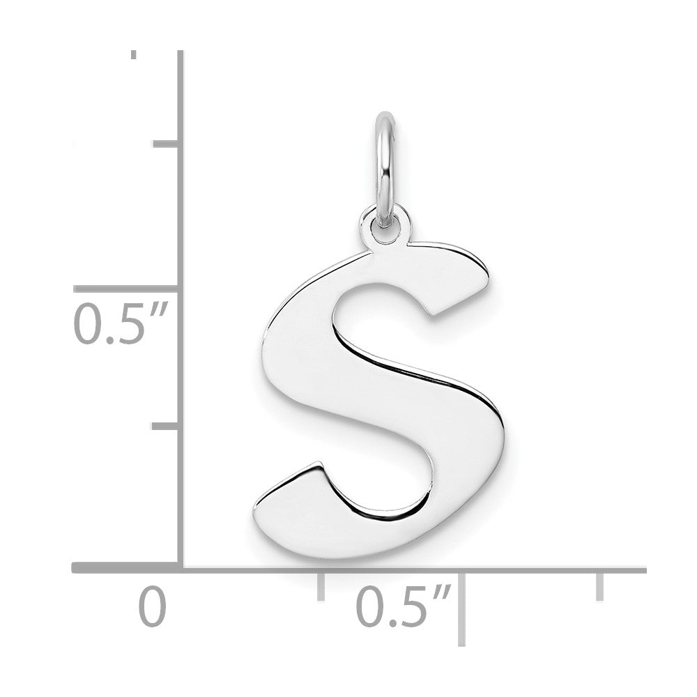Small Sterling Silver Rhodium-Plated Artisan Block Letter S Initial Charm