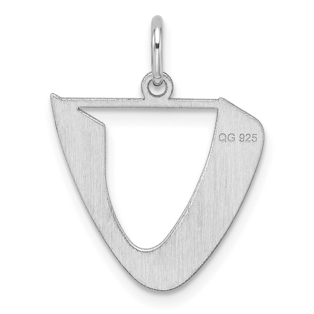 Small Sterling Silver Rhodium-Plated Artisan Block Letter U Initial Charm