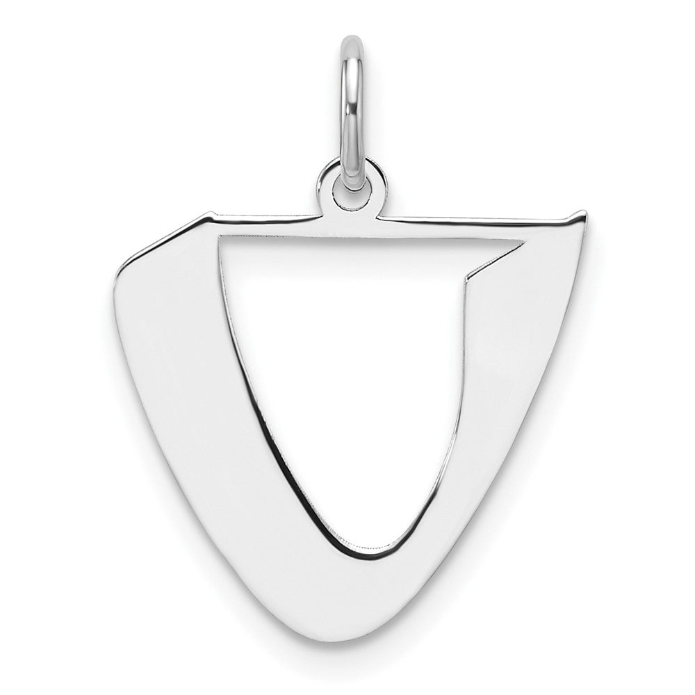 Small Sterling Silver Rhodium-Plated Artisan Block Letter U Initial Charm