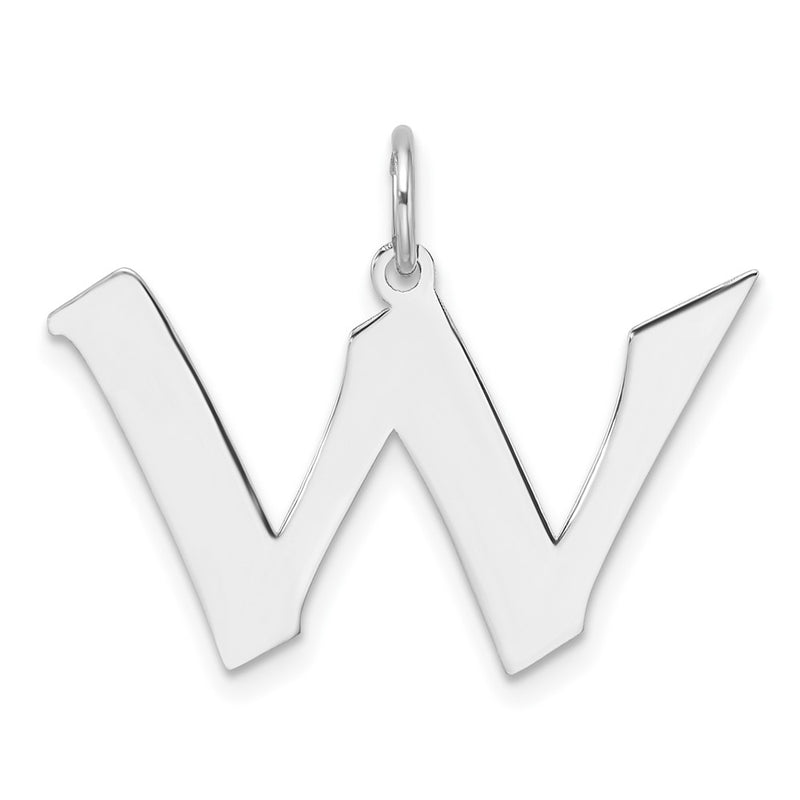 Small Sterling Silver Rhodium-Plated Artisan Block Letter W Initial Charm