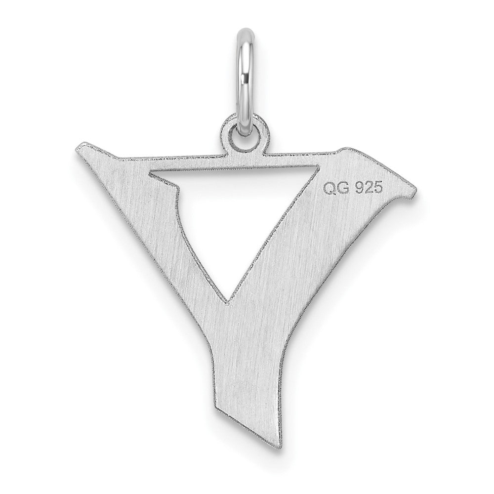 Small Sterling Silver Rhodium-Plated Artisan Block Letter Y Initial Charm