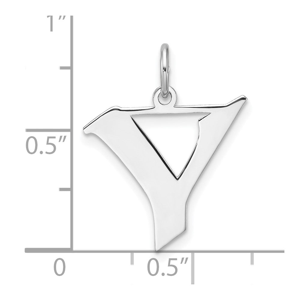Small Sterling Silver Rhodium-Plated Artisan Block Letter Y Initial Charm