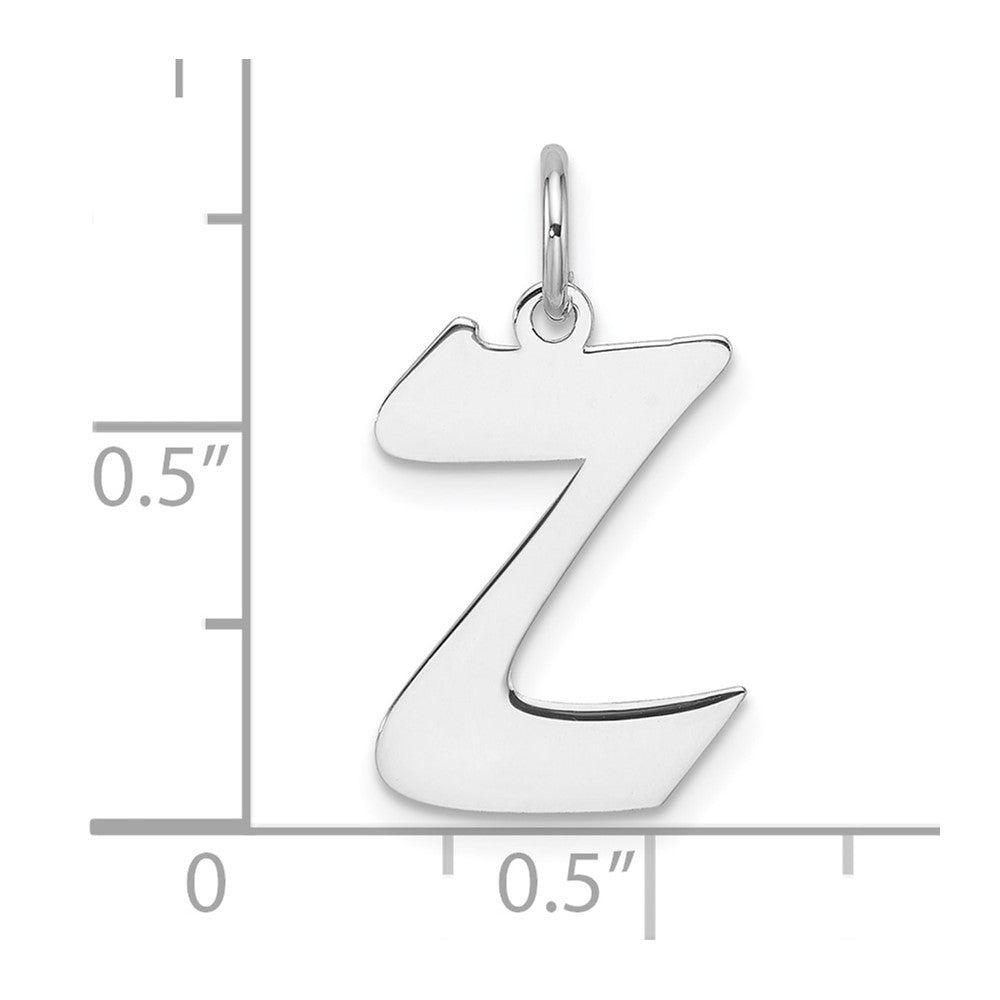 Small Sterling Silver Rhodium-Plated Artisan Block Letter Z Initial Charm