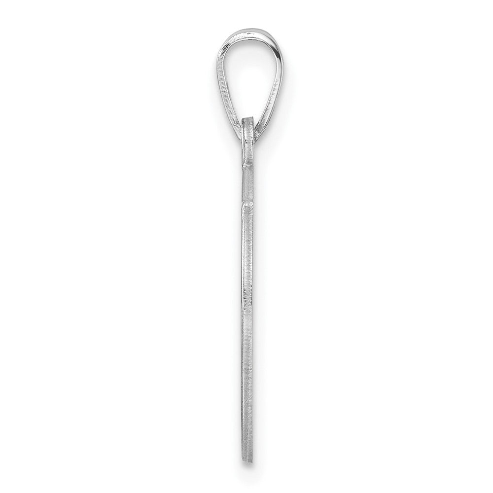 Small Sterling Silver Rhodium-Plated Fancy Script Letter Initial Pendant