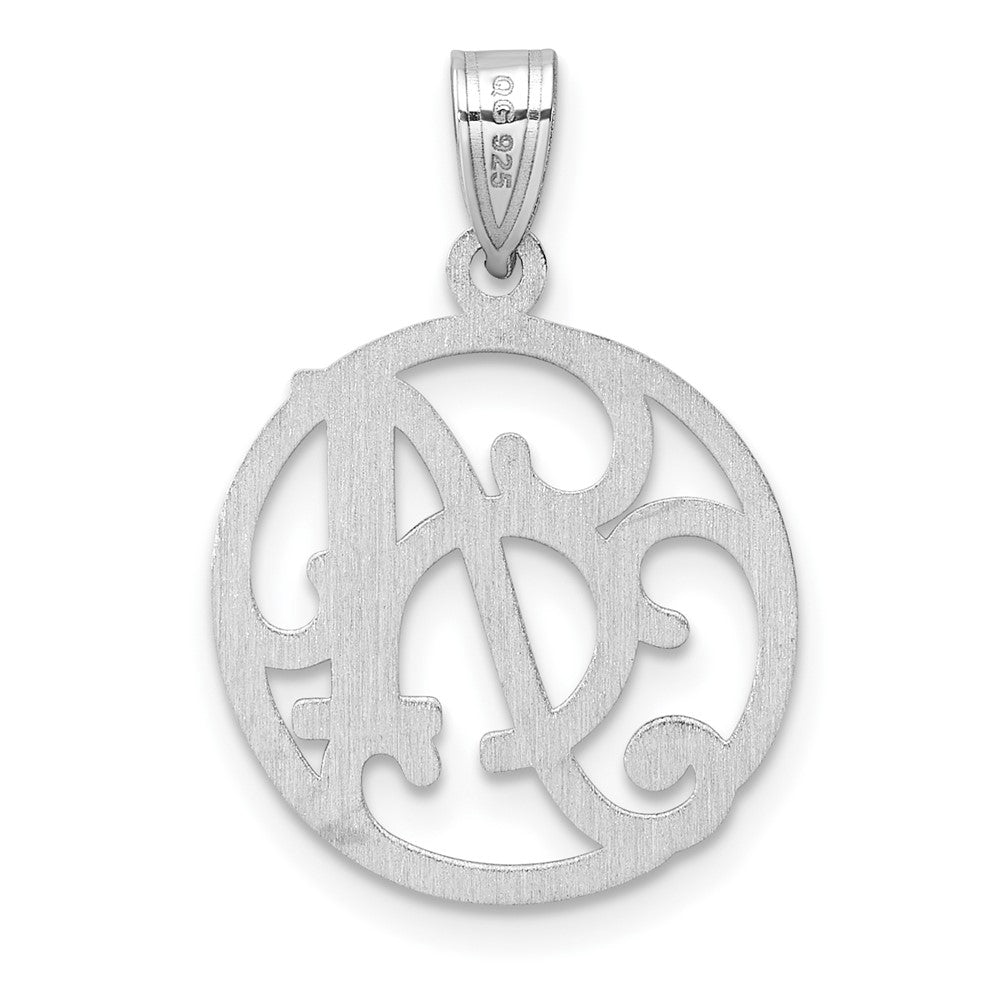 Small Sterling Silver Rhodium-Plated Fancy Script Letter Initial Pendant