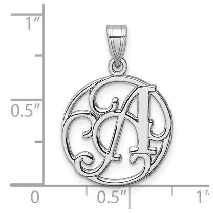 Small Sterling Silver Rhodium-Plated Fancy Script Letter Initial Pendant