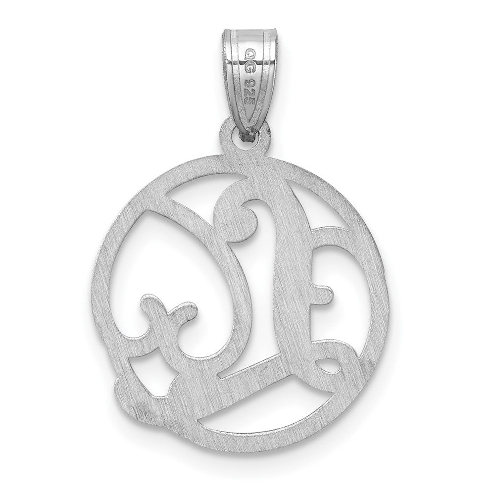 Small Sterling Silver Rhodium-Plated Fancy Script Letter L Initial Pendant