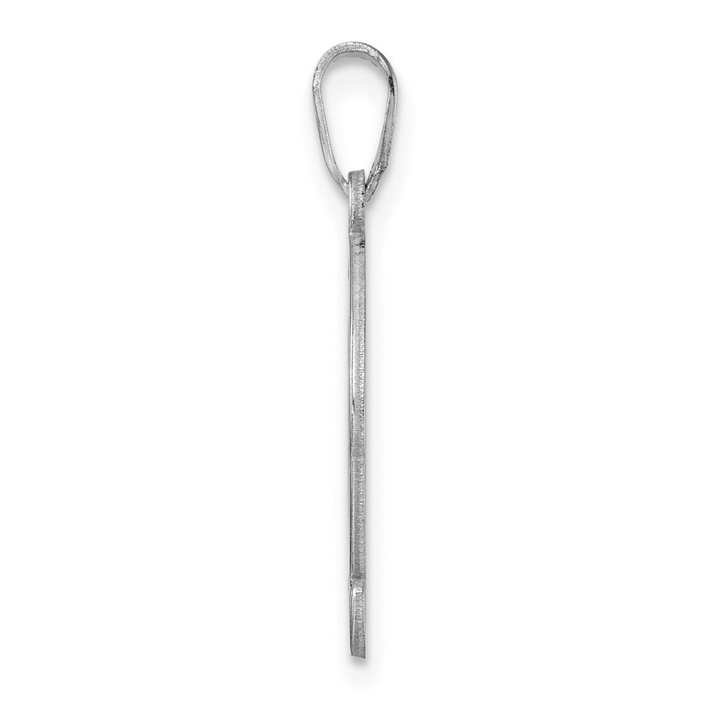 Small Sterling Silver Rhodium-Plated Fancy Script Letter Q Initial Pendant